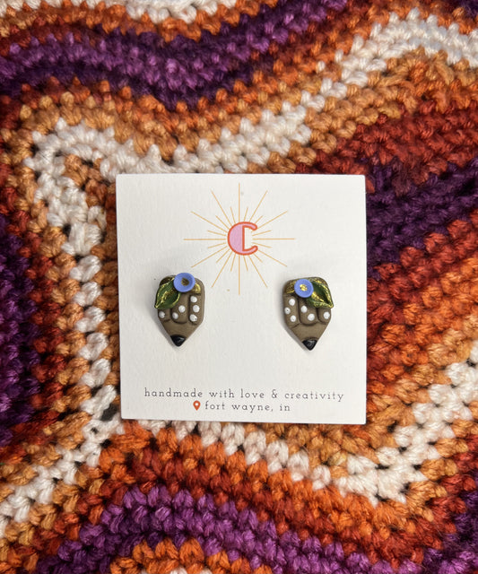 Boho Pencil Stud Earrings - Blue