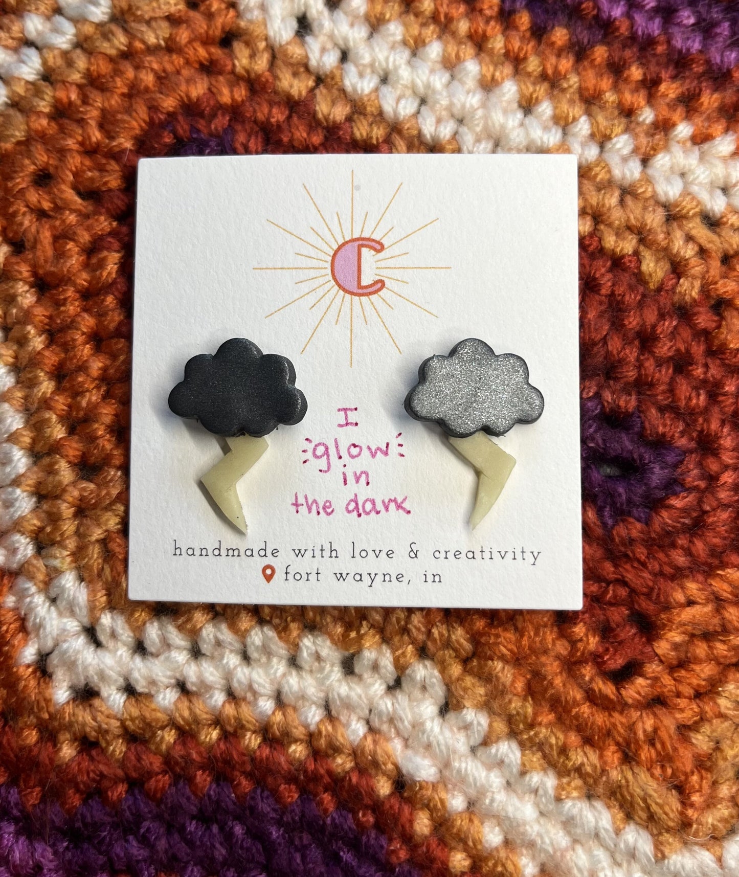 Glow in the Dark Storm Cloud Earrings