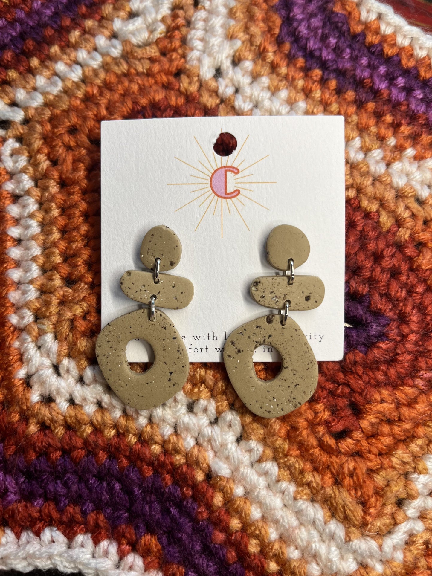 Speckled Tan Organic Shape Earrings